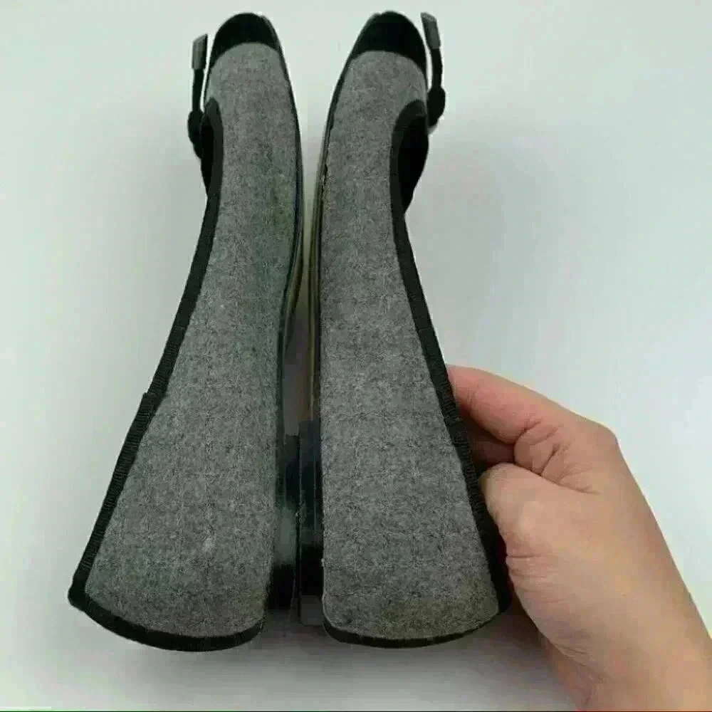 Lands’ End Flats 7.5 38 gray black felt ballet